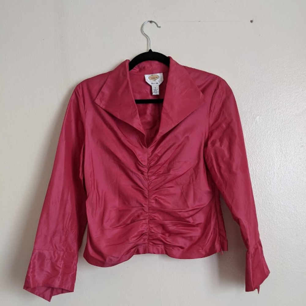 Vintage Pink Silk Talbots Collared Blouse 4